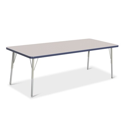 Jonti-Craft Berries Rectangle Activity Table, 30 in. x 72 in., A-height, Freckled Gray/Navy/Gray 6413JCA112